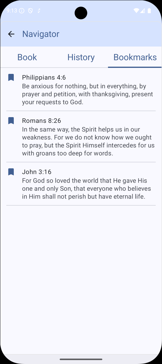 Bookmarks - Save & organise favourite verses