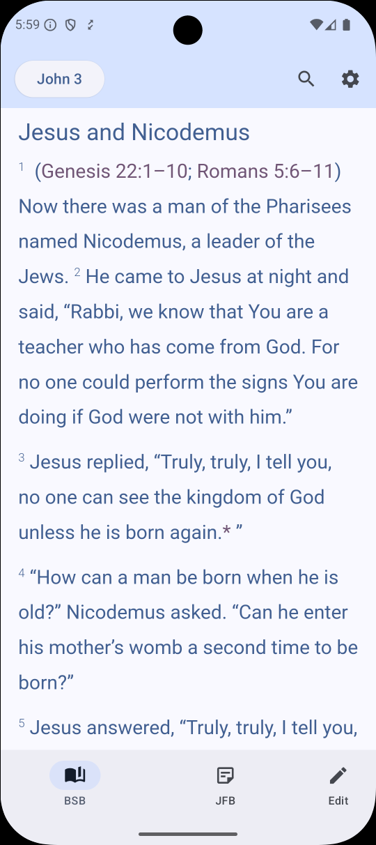 Bible reader - Verse-by-verse display